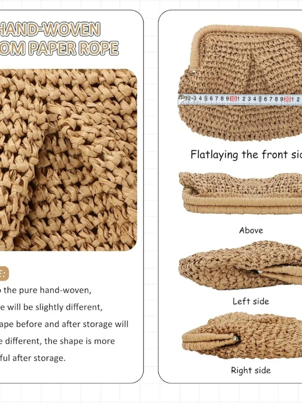 Straw Clutch Purses for Women Cloud Dumpling Pouch Straw Crossbody Shoulder Hand - Picture 3 of 6